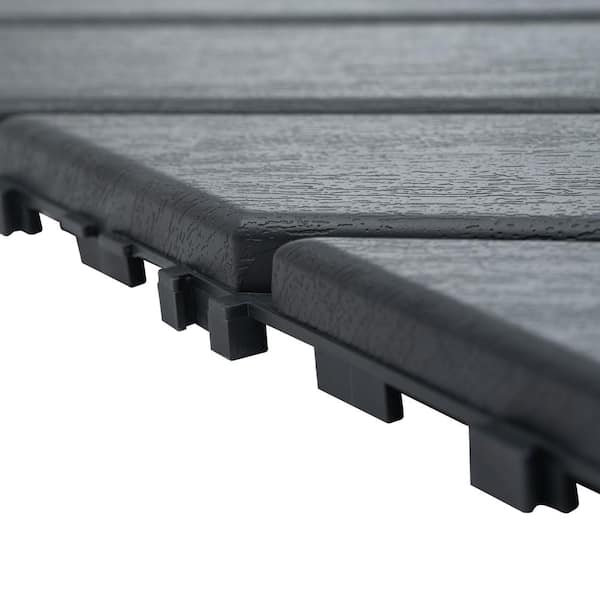1 ft. x 1 ft. Outdoor Square Waterproof Deck Tile in Gray, All Weather Use ( 44 Per Case)