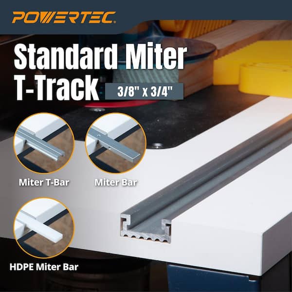 POWERTEC 32 in. Aluminum Miter T-Track and T-Bar Set, 1 Set, For