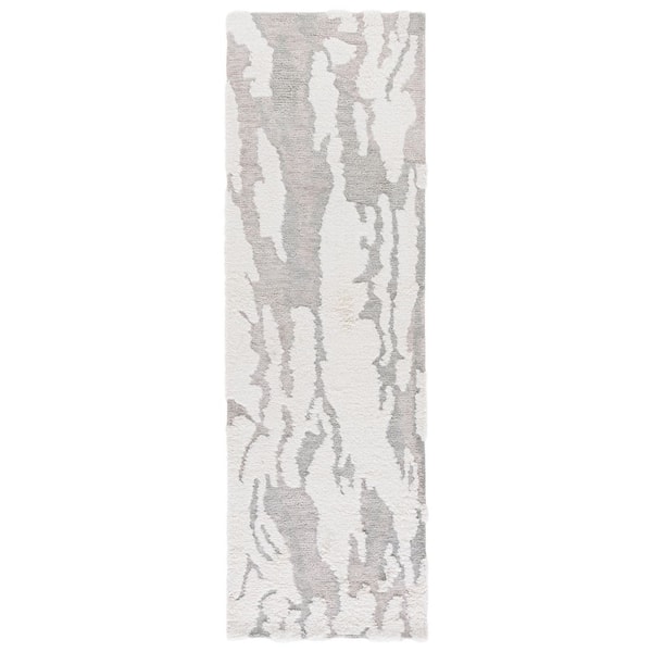 Casablanca 2 ft. x 8 ft. Gray/Ivory Abstract Floral Runner Rug