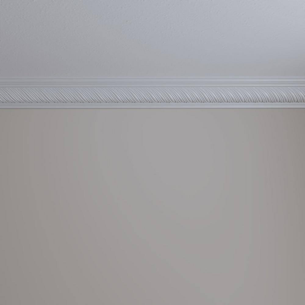 Primed White Polyurethane Beaded Rope Crown Moulding Sample