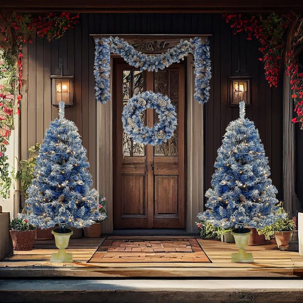 3 ft. Pre-lit Artificial Christmas Tree Christmas 4-Piece Set with 840 Branch Tips and 305 Warm White Lights