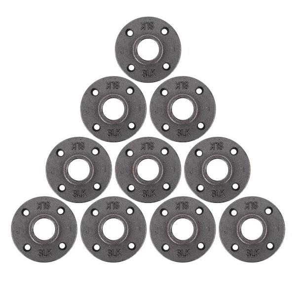 PIPE DECOR 1 in. Malleable Iron Floor Flange in Industrial Steel Grey (10-Pack)