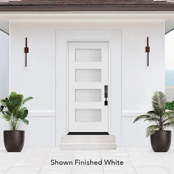 Palisade 36 in. x 80 in. 4L MicroGranite Impact Glass LHIS Unfinished Fiberglass Prehung Front Door with 6-9/16 Jamb