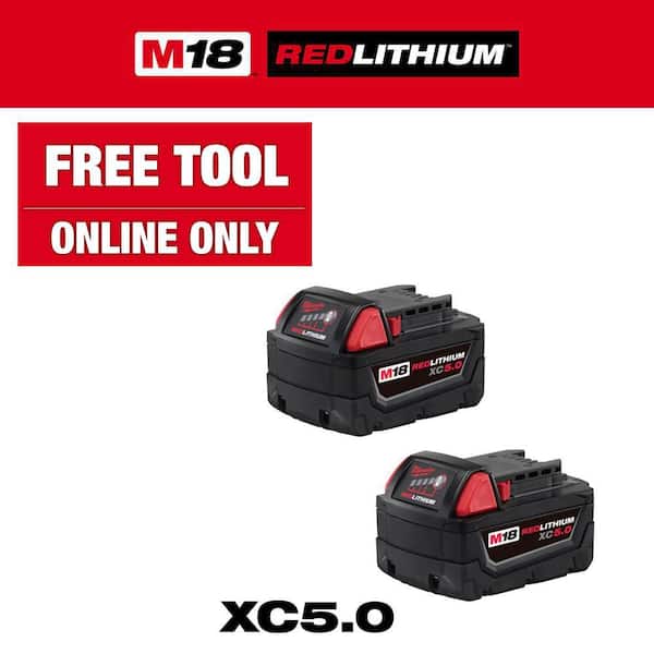 Milwaukee M18 18-Volt Lithium-Ion XC Extended Capacity 5.0 Ah Battery Pack (2-Pack)