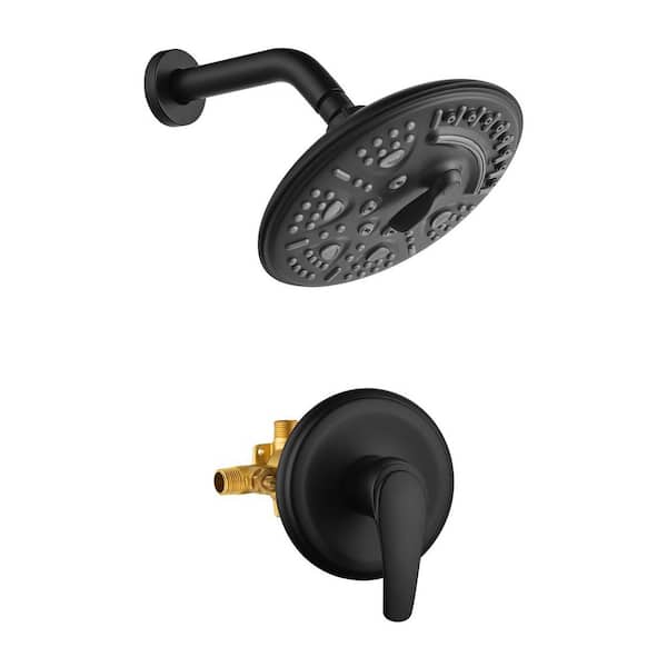 Rainfull Single Handle 1-Spray 8 in. Shower Faucet 1.8 GPM Kit with Pressure Balance Valve in Matte Black
