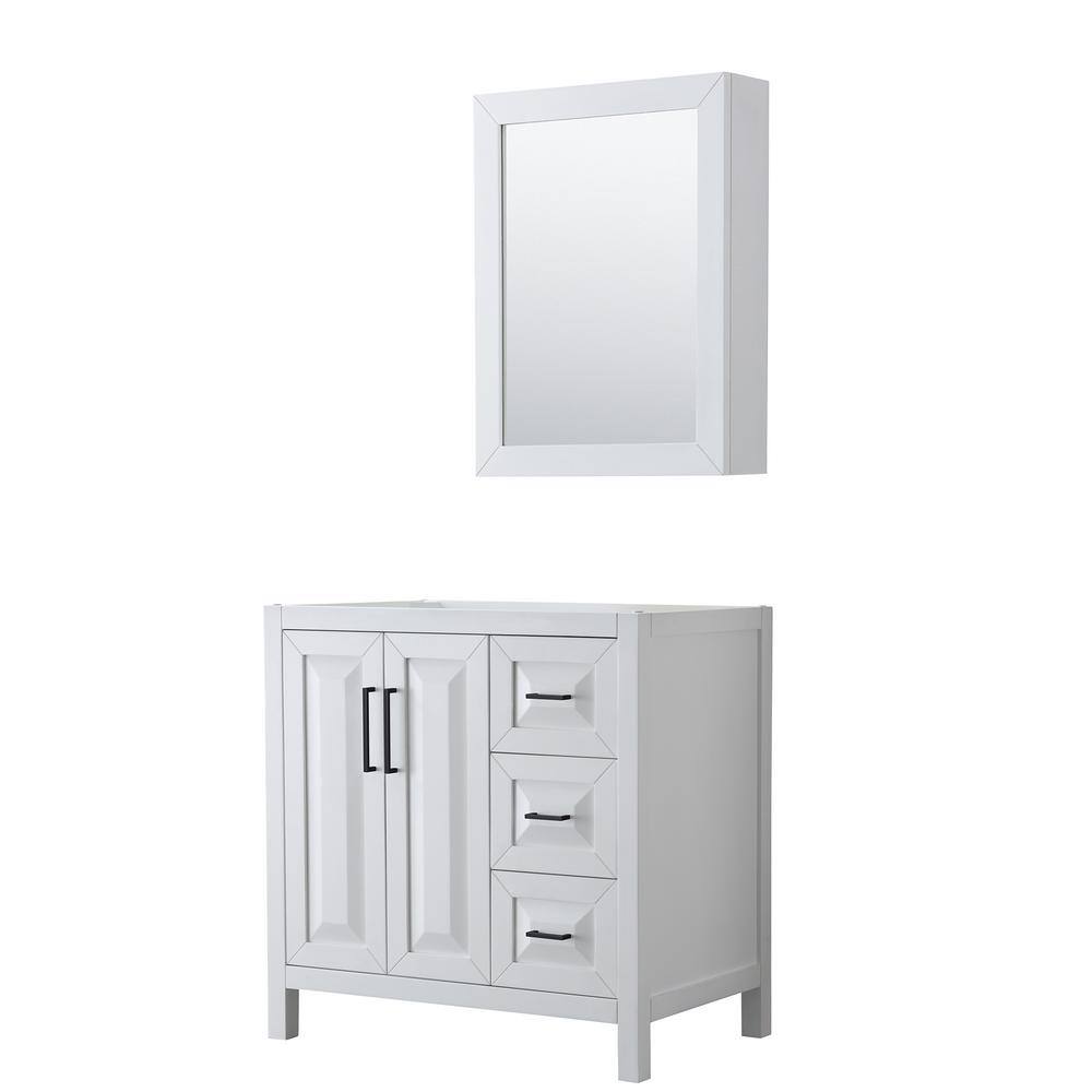 Daria 35 in. W x 21.5 in. D x 35 in. H Single Bath Vanity Cabinet without Top in White with Med Cab Mirror price history on PriceWatchPro