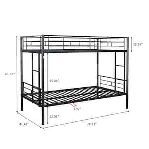 Black Metal Twin Over Twin Bunk Bed, Heavy-duty Sturdy Metal, No Box Spring Needed