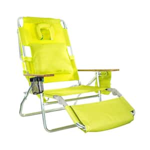 Deluxe 3-in-1 Lime Green Aluminum Reclining Beach Chair