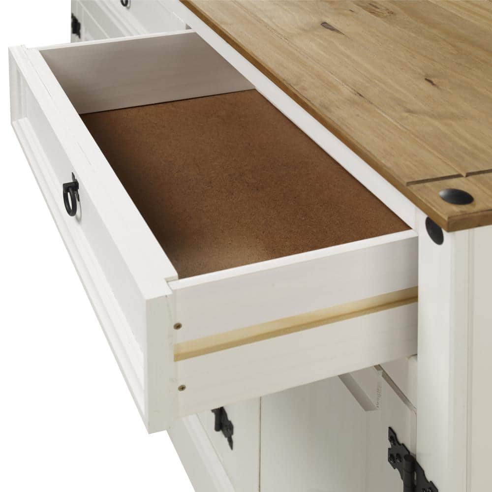 Corona Snow Rustic Pine Buffet Sideboard with Honey Pine Top