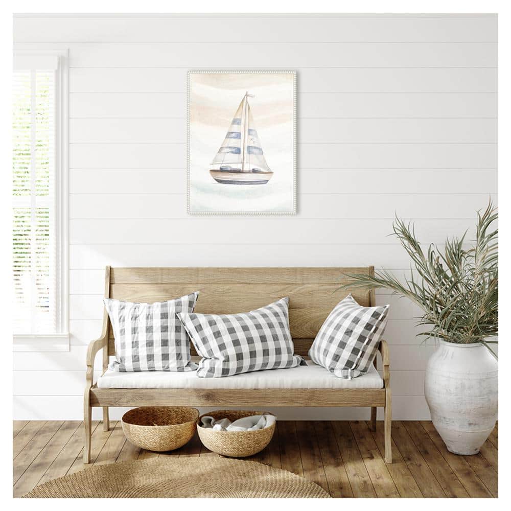 Nautical Sailboat Canvas Print with Beaded Frame