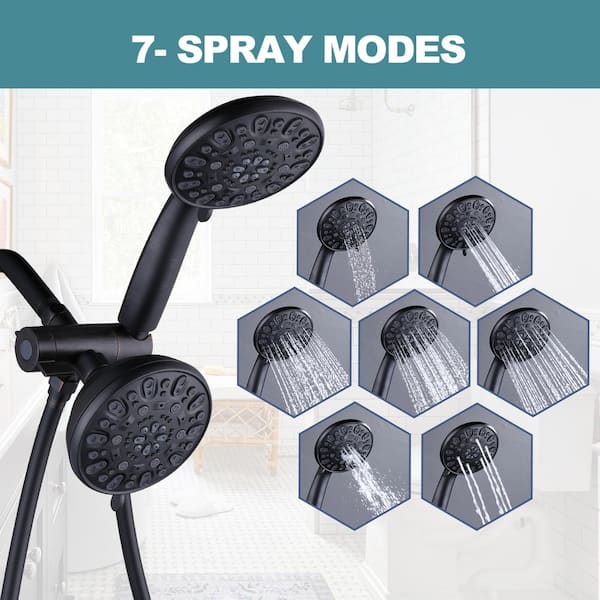 1.75 GPM 7-Spray 4.5 in. Round Dual Shower Head Fixed and Handheld Shower Head with 59 in. PVC Hose in Oil Rubbed Bronze