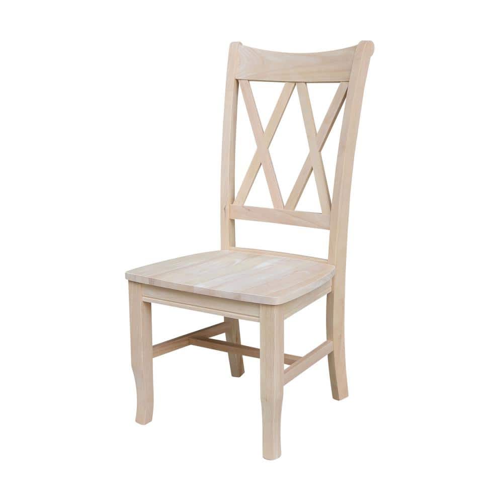 Elegant White Solid Wood High Cross-Back Side Chair, Set of 2