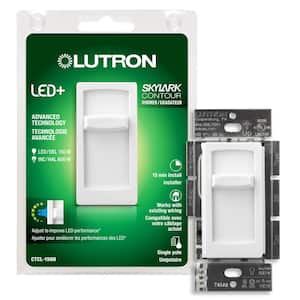 Skylark Contour Slide LED+ Dimmer Switch for Dimmable LED, Incandescent and Halogen Bulbs, Single-Pole, White