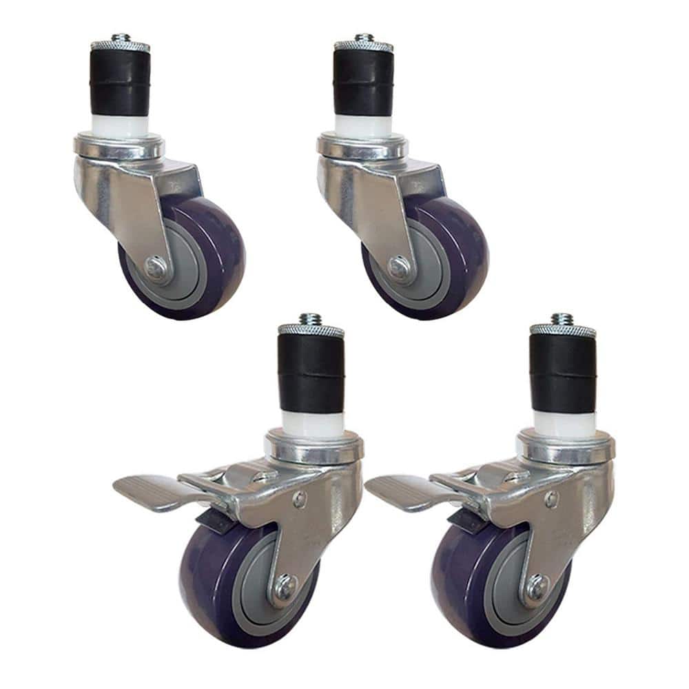 3 in. Purple and Silver Swivel Caster Wheels for Utility Tables