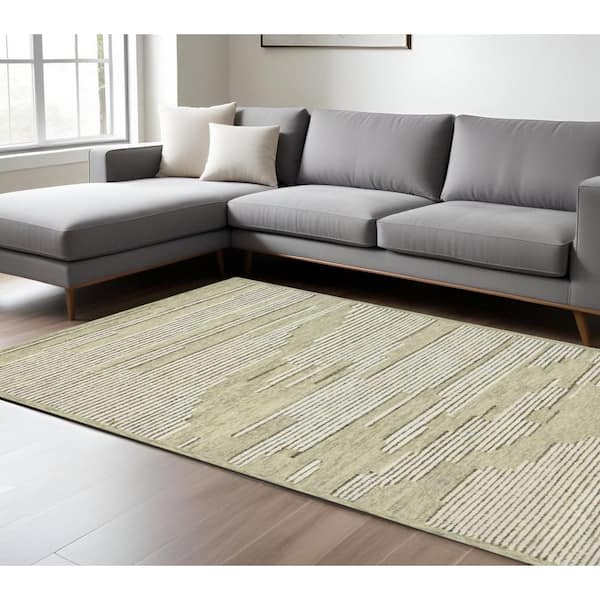 8 ft. x 10 ft. Multi-Colored Wool Striped Hand Hooked Area Rug