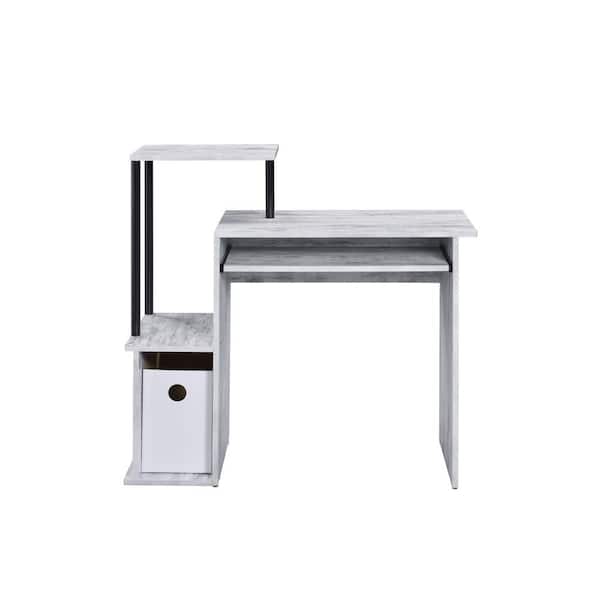 37 in. Rectangular Antiqued White Manufactured Wood Computer Desk