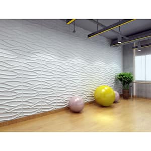 Falkirk Ross 2/25 in. x 19.7 in. x 19.7 in. White PVC Wave 3D Decorative Wall Panel 5-Pack