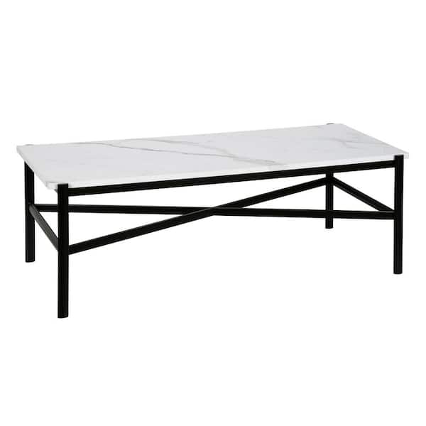 Meyer&Cross Maxwell 46 in. White/Bronze Large Rectangle Glass Coffee Table