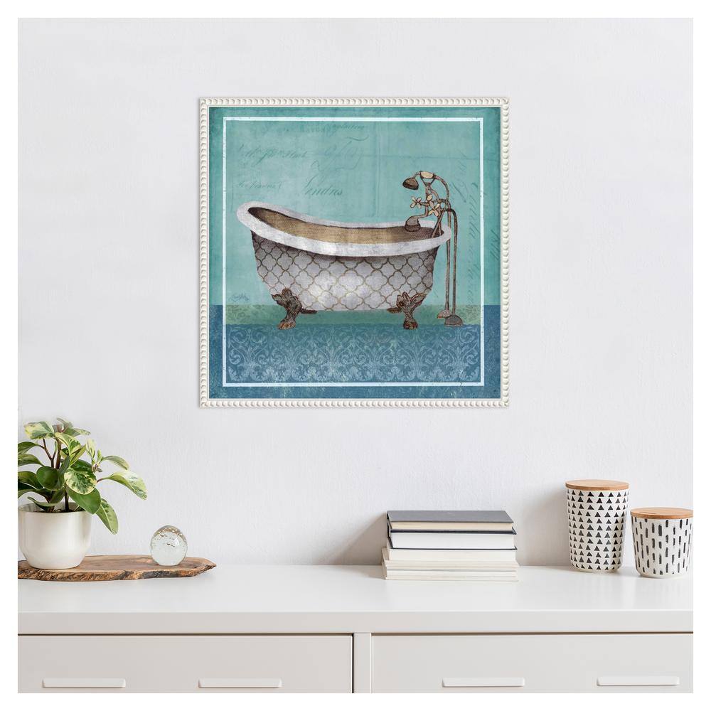 Regal Blue Tub I Canvas Art with White Floater Frame