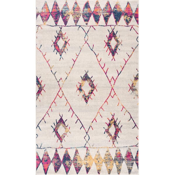 Rug Branch Savannah Cream (4 ft. x 6 ft.) - 3 ft. 9 in. x 5 ft. 6 in. Modern Abstract Area Rug