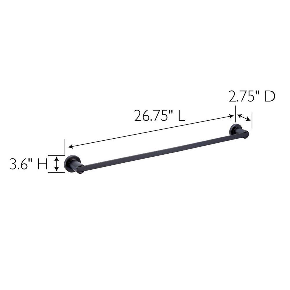 Matte Black Contemporary Wall Mounted Towel Bar, 24-inch