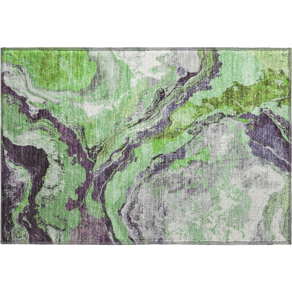 Mayfield Premium Machine Washable Abstract AMF1908 Green 2 ft. x 3 ft. Area Rug price history on PriceWatchPro