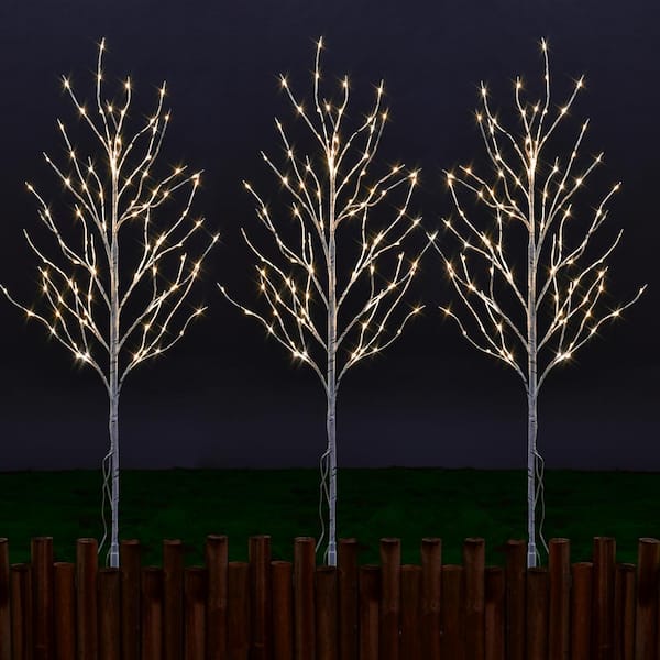 Twinkle Star 100 LED Lighted White Birch Branches 2 Pack Artificial  Branches Waterproof Battery Operated with Timer for Indoor Outdoor  Christmas