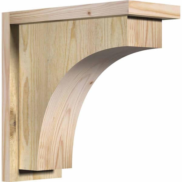 Ekena Millwork 6 in. x 14 in. x 14 in. Douglas Fir Huntington Rough Sawn Corbel with Backplate
