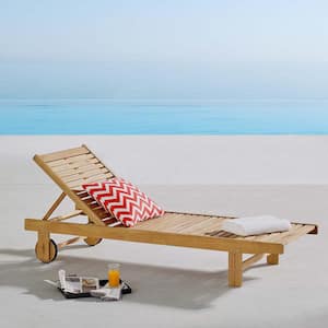 Hatteras Natural Eucalyptus Wood Outdoor Chaise Lounge