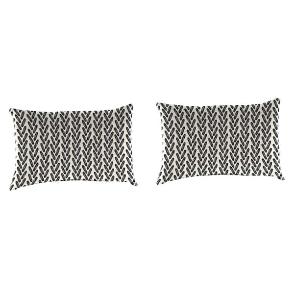 Jordan Manufacturing 18 in. L x 12 in. W x 4 in. T Outdoor Pillow Lumbar Throw in Hatch Black (2-Pack)
