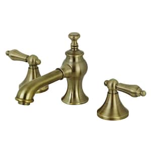 Vintage 2-Handle 8 in. Widespread Bathroom Faucets with Brass Pop-Up in Antique Brass