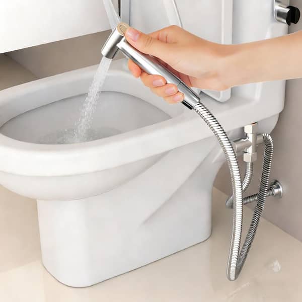 Single-Handle Bidet Faucet with Bidet Sprayer Easy-to-Install Bidet Attachment for Toilet in Brushed Nickel