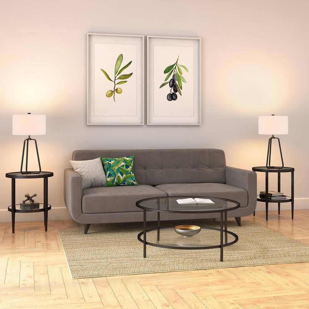 Marduk 25.5" Blackened Bronze Table Lamp with Linen Shade