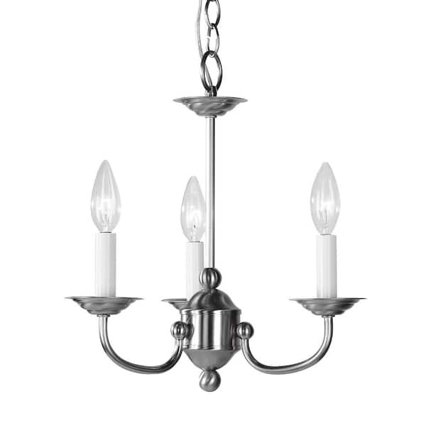 Livex Lighting 14 in. 3-Light Brushed Nickel Chandelier