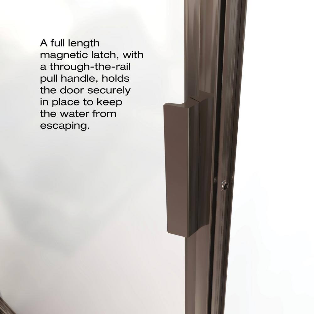 Sopora Oil-Rubbed Bronze Framed Pivot Shower Door with Rain Glass