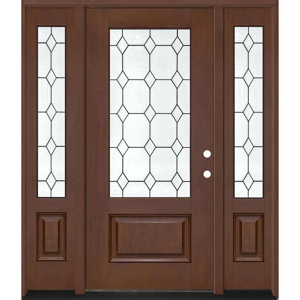 Regency 68 x 80 in. 3/4L Marquise Glass LHIS Chestnut Mahogany Fiberglass Prehung Front Door w/14in. - 3/4 SLs 6-9/16 price history on PriceWatchPro