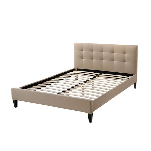 Luxeo Hermosa Beige Queen Upholstered Platform Bed Alt Q6502 Bge The Home Depot Luxeo Hermosa Beige Queen Upholstered, Upholstered Platform Bed Queen Ikea