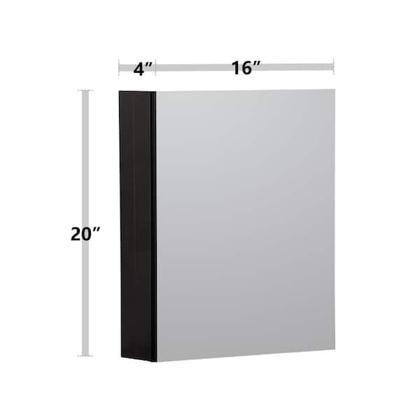 WELLFOR 16 in. W x 20 in. H Medium Rectangular Silver Aluminum Recessed/Surface Mount Medicine Cabinet with Mirror