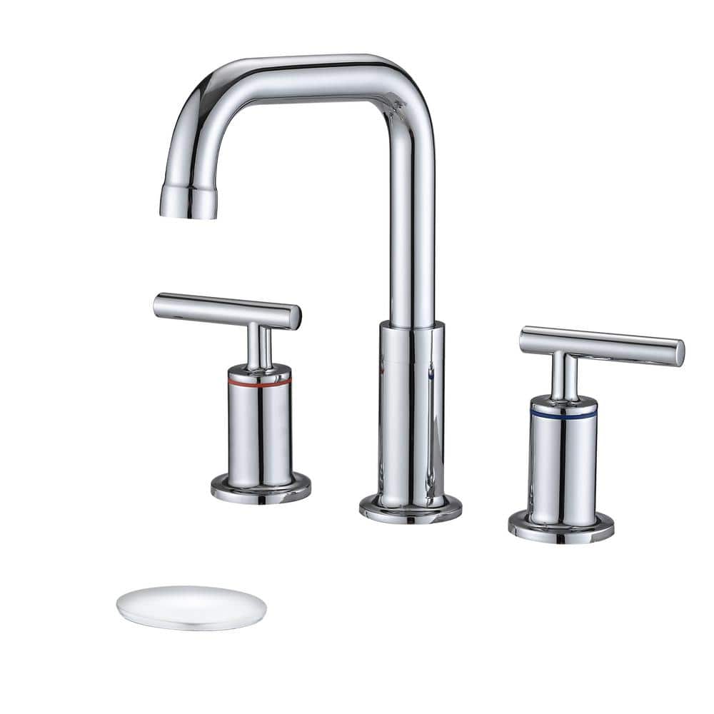 8 in. Widespread Double Handle Bathroom Faucet with Drain Kit in Chrome price history on PriceWatchPro