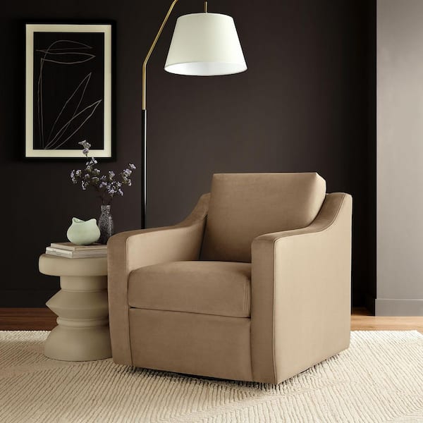 MODWAY Modway Liora Performance Velvet Swivel Accent Chair in Taupe
