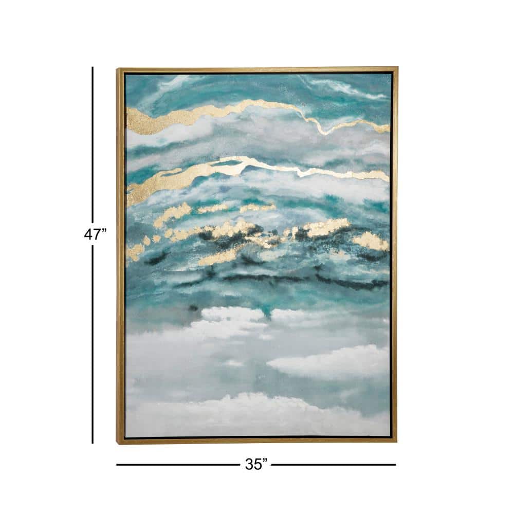 Blue and Gold Abstract Geode Canvas Wall Art