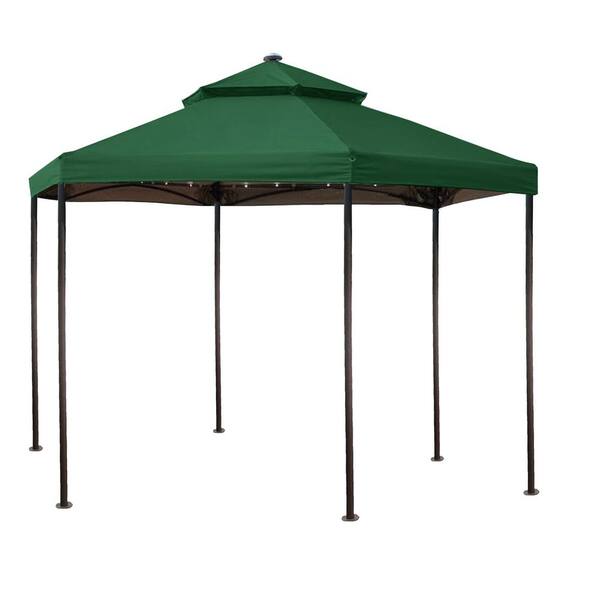 Garden Winds Riplock 350 Green Replacement Canopy For 10 Ft X Solar Hexagon Gazebo Lcm1192g Rs The Home Depot Garden Winds Riplock 350 Green, Garden Winds Monterey Gazebo Replacement Canopy