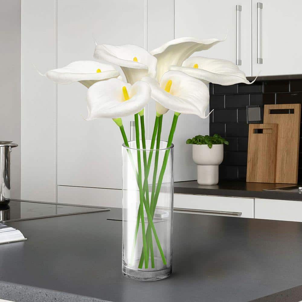 LIVING LUXURY 30 in. Cream White Artificial Calla Lily Flower Stem