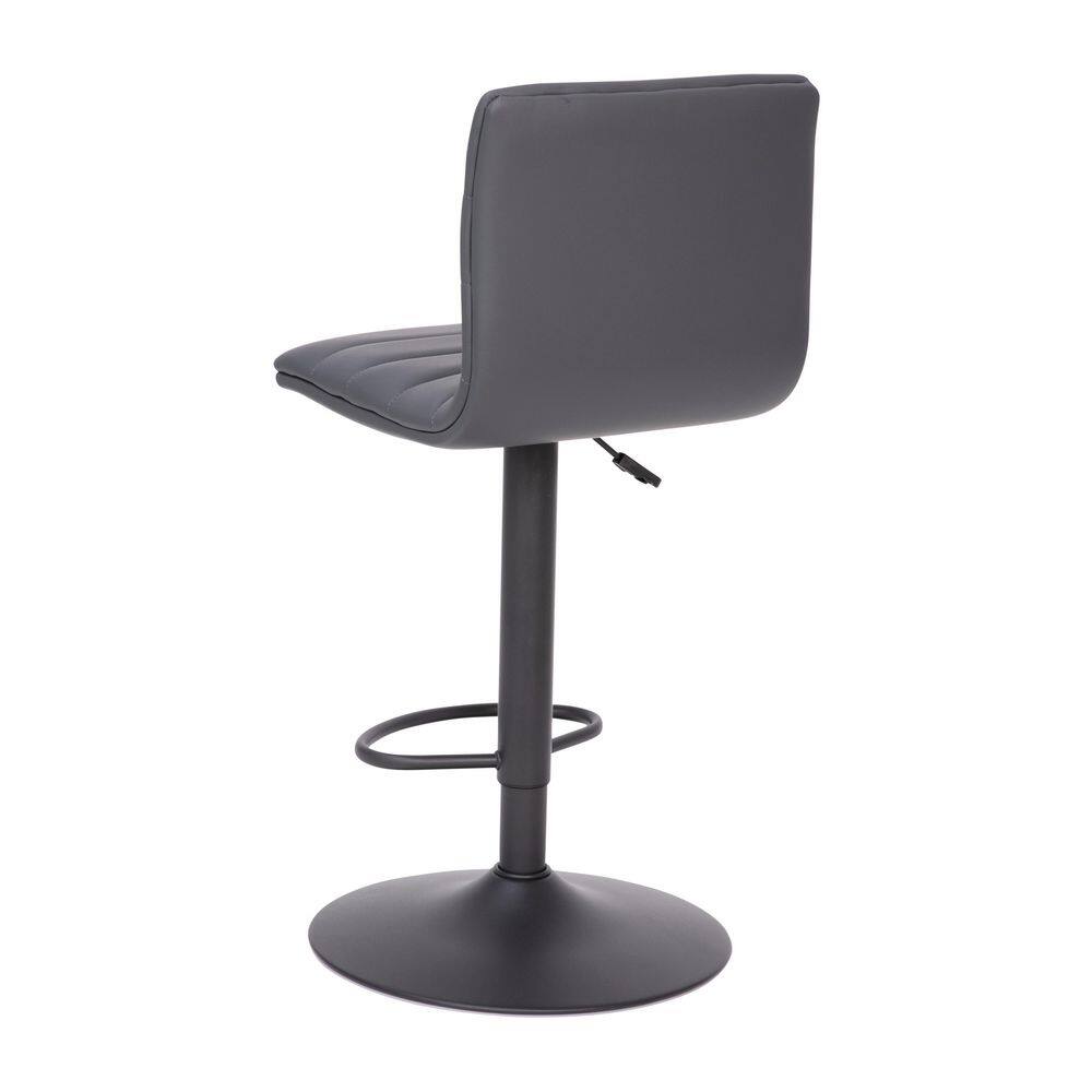 Gray Adjustable Swivel Bar Stool with Metal Frame