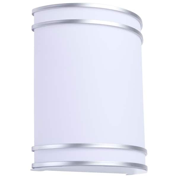 Glamour Contemporary 1-Light Brushed Nickel Dimmable Selectable CCT Integrated LED Wall Sconce with White Acrylic Lens