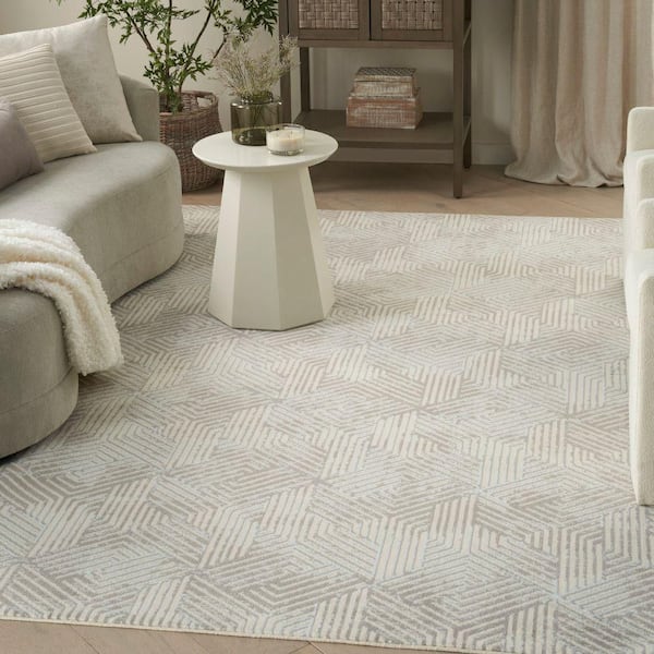 Grafix Grey 9 ft. x 12 ft. Geometric Contemporary Area Rug