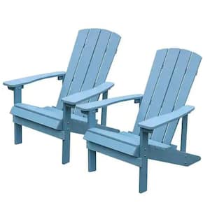 2-Piece Lake Blue Outdoor Lounge Chair Weather Resistant Furniture for Lawn Balcony