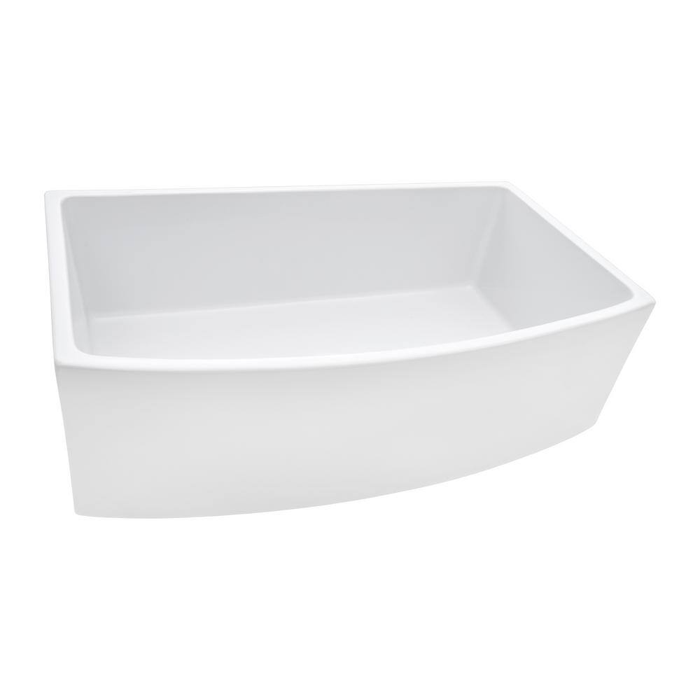 White Fireclay Single Bowl Farmhouse Kitchen Sink, 33 inches