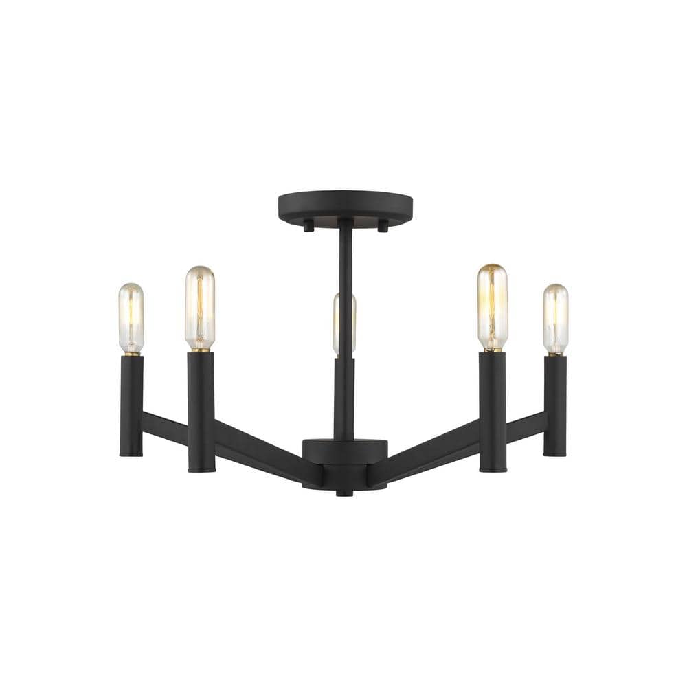 Midnight Black 18" 5-Light Semi-Flush Mount Ceiling Fixture
