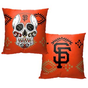 MLB Sf Giants Candy Skull Printed Polyester Throw Pillow 18 X 18